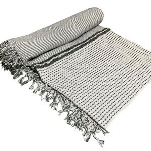 Pom Pom at Home Textured Throw Blanket in Cream and Gray